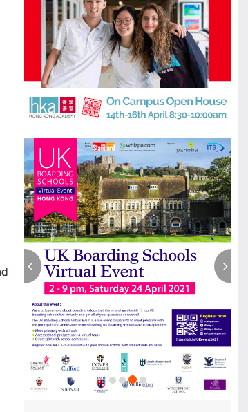 Despite Mainland China's population being 200X greater than Hong Kong's, there are only 7X more international schools in China than in Hong Kong.You get ads for these places everywhere. Here's a few I got on the last article alone. One's even for a boarding school in the UK.