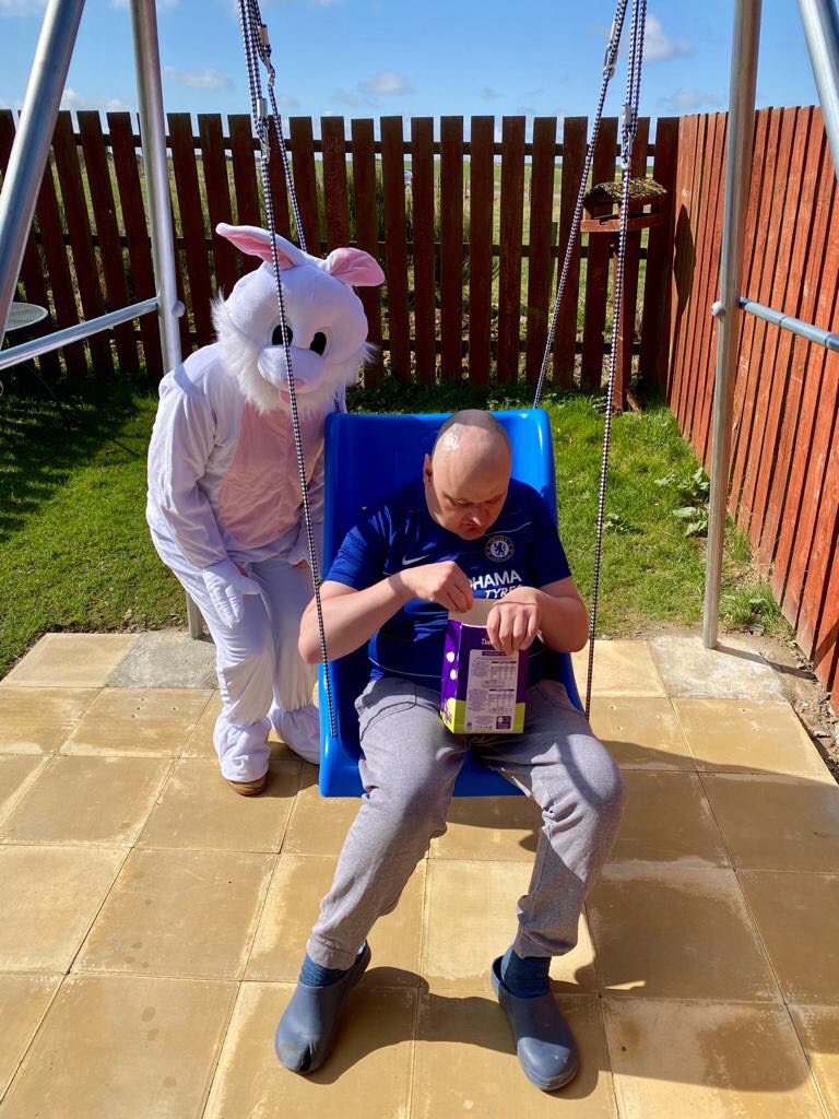 #TeamNewDeer had a very special visitor today! The Easter bunny delivered lots of lovely goodies and spread lots of cheer 🐰🐣😃💙 #EasterBunny #CareWorkers #disabilityinclusion #KeyWorkers