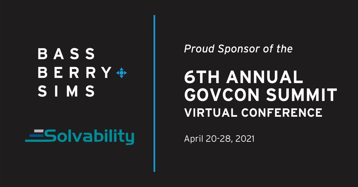 BassBerrySims's tweet photo. We are proud to sponsor Solvability's GovCon Summit 2021 next month. Richard Arnholt, Thad McBride, Jason Northcutt and Todd Overman will participate in the conference. Let us know if you'll be there! More info: https://t.co/77AcbfyOqq #GovernmentContractors #GovCon #GovConSummit https://t.co/AOQZxLUdfC