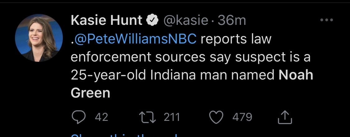 robbystarbuck's tweet photo. The media is only tweeting the Capitol terrorists name "Noah Green from Indiana" without a photo, the fact he attacked on Good Friday or the fact that he’s a rabid follower of Louis Farrakhan + Nation of Islam. Why aren’t they giving the details they’d normally give? 🤔 https://t.co/6wjMn1wgT3