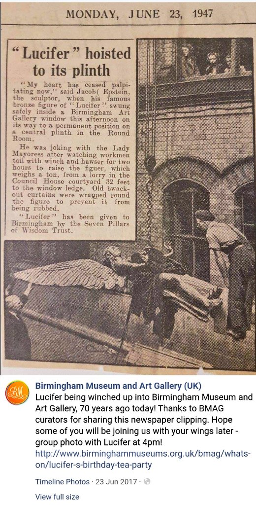 <a href="/joydivision61_h/">Mark Nicholas</a> <a href="/Brumpic/">Brumpic</a> <a href="/BM_AG/">Birmingham Museum and Art Gallery</a> <a href="/brumculture/">Birmingham Culture</a> No! But it was my replacement for <a href="/KelvingroveArt/">Kelvingrove Art Gallery and Museum</a> when I lived In Birmingham and it also has the best Tea Room ever <a href="/ETRBirmingham/">Edwardian Tearooms</a> 
And lucifer with Wings is there to great you as you walk in to the Museum 😈