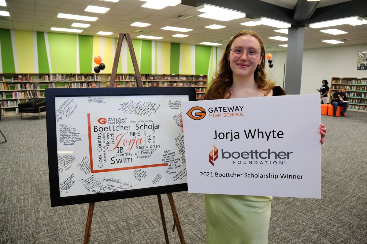 aurorak12's tweet photo. Congratulations to @gateway_hs senior Jorja Whyte for becoming her school's first #BoettcherScholar since 2014!!👏🥳#FriYay APS has other Boettcher Scholars as well this year and we'll be sharing those stories in the coming weeks so stay tuned! https://t.co/q2R9Emr445