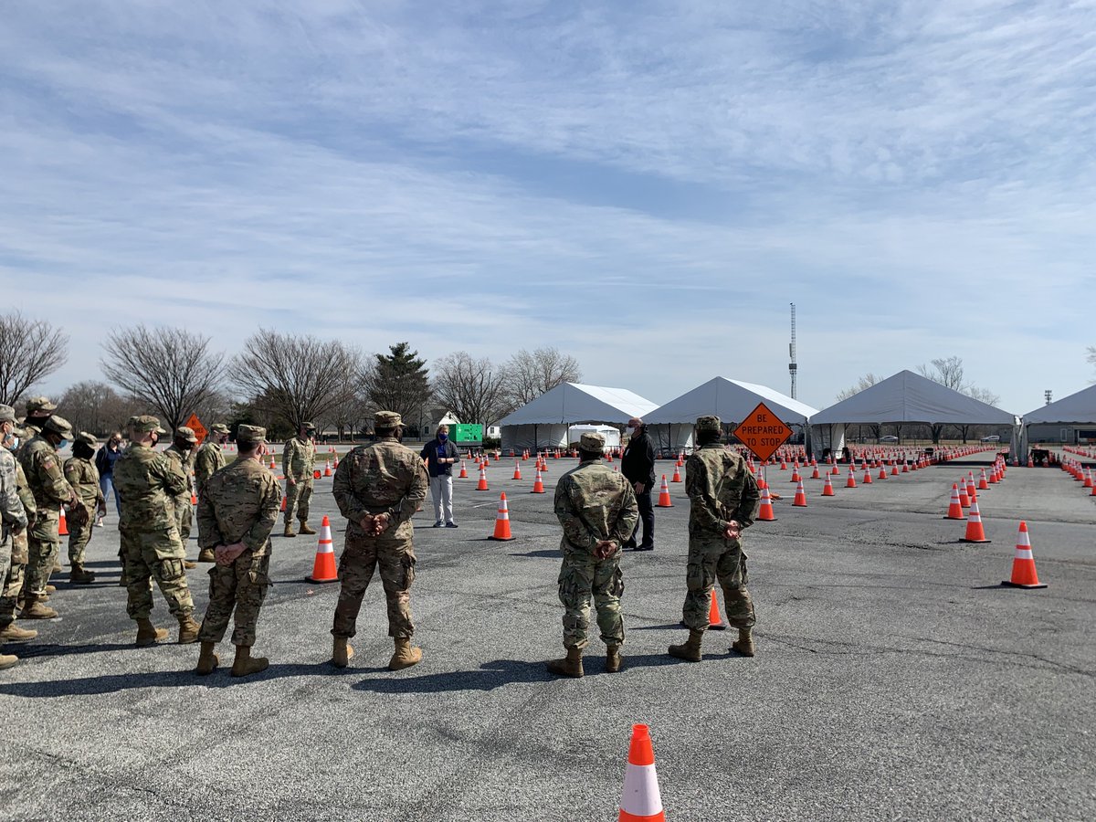 FEMAregion3's tweet photo. Happy Friday news from the first state! 
@DelawareNG is preparing to support and assist the hard-working @Delaware_DHSS  vaccinators at 
@MonsterMile Dover International Speedway community vaccination center. https://t.co/cEQV5Tte3y
