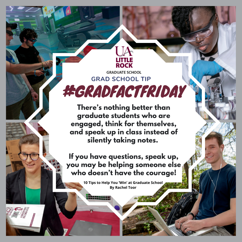 UALRGradSchool's tweet image. Happy Friday! Check out our latest grad school tip for graduate students. Apply today and use code GRFREE7 to waive the application fee. Follow us on Twitter at UA Little Rock Graduate School.
#GradFactFriday