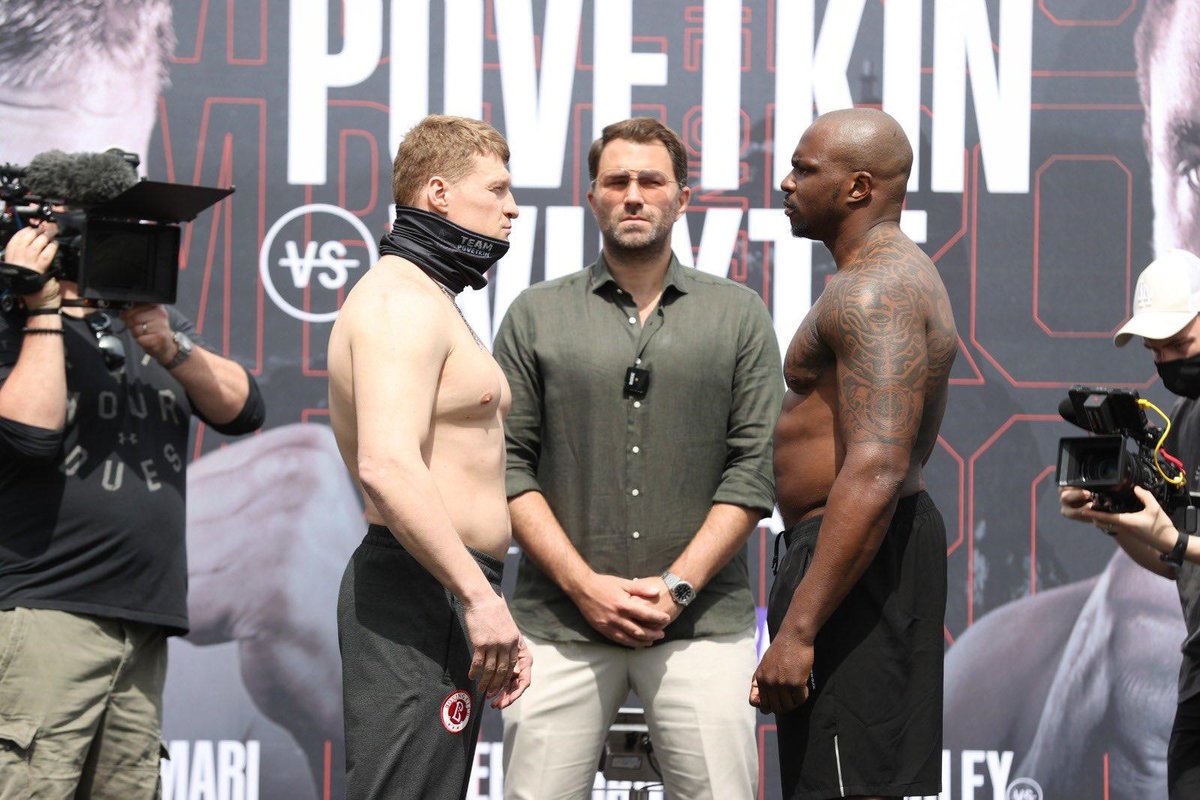 🥊🇬🇧 POVETKIN v WHYTE WEIGHTS 

ALEXANDER POVETKIN 16st 4lbs 4oz - comes in four pounds heavier than in their last meeting

DILLIAN WHYTE 17st 9lbs 3oz - five pounds lighter than August 2020

The Russian definitely looks ‘fleshier’
Will it make any difference?

#PovetkinWhyte2