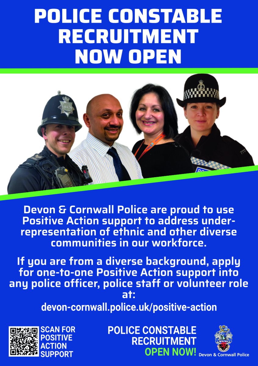 DevonInterFaith's tweet photo. Increase the diversity of Devon and Cornwall Police! Ethnic, female and other diverse candidates are encouraged to apply for new police officer jobs https://t.co/I8Q6UDUmFG https://t.co/S9vByBGfJp