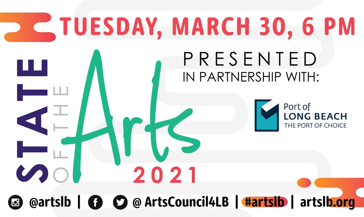 ArtsCouncil4LB's tweet photo. State of the Arts is back! Join us next week as we celebrate the arts in Long Beach. This event has been made possible by @portoflongbeach . #stateofthearts #longbeach #Artslb #LongBeach #KeepArtsWorking #WeCreateUs #ArtsCreatesHope https://t.co/ONoYNZThqD