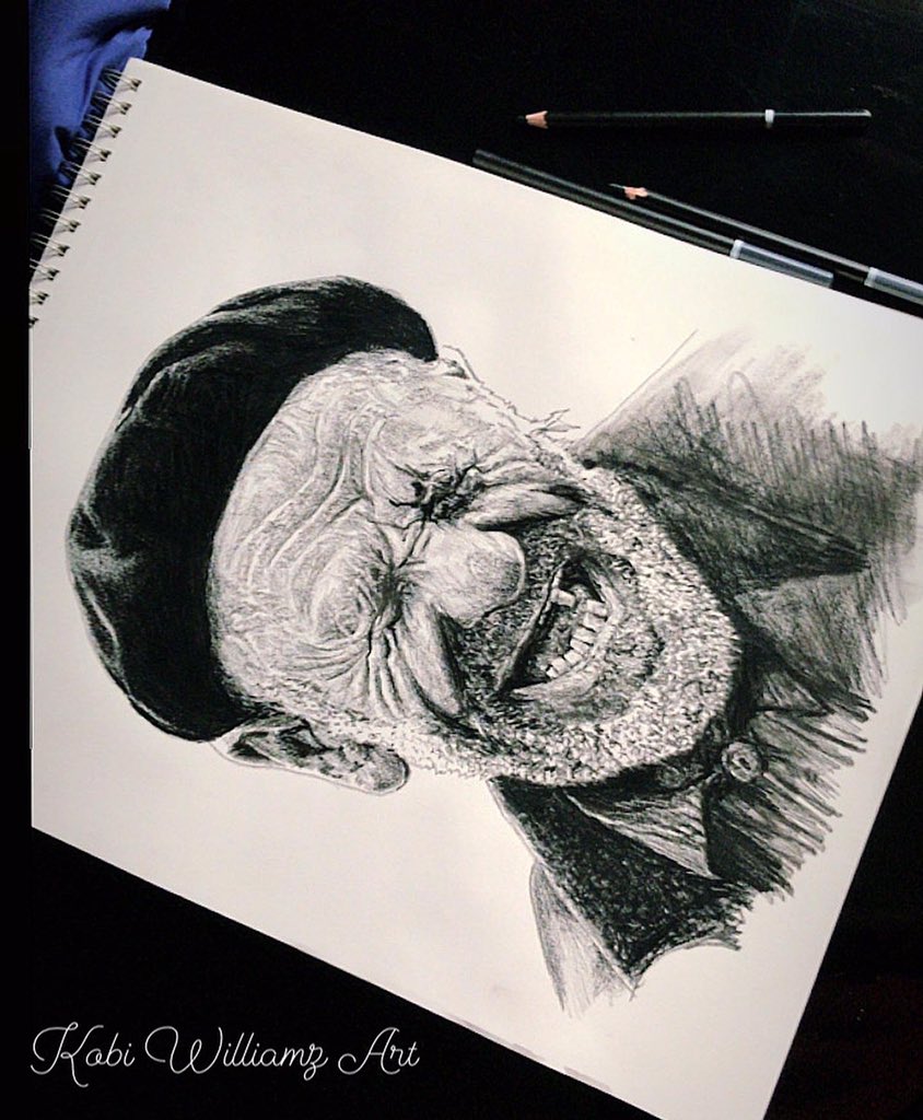 KobiWilliamz's tweet photo. It is not how much we have, but how much we enjoy, that makes happiness. 

Title: Happy Old Man 
Art by Kobi Williamz 
Size: 14x17 inches 
Drawing: Charcoal on paper
Status: Available https://t.co/hmNNy83Xd2