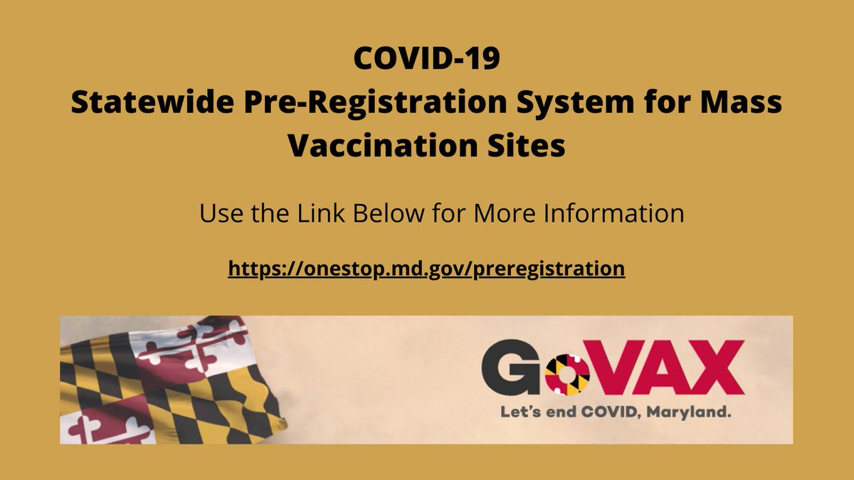 Pre-Register for COVID-19 Vaccine onestop.md.gov/preregistration