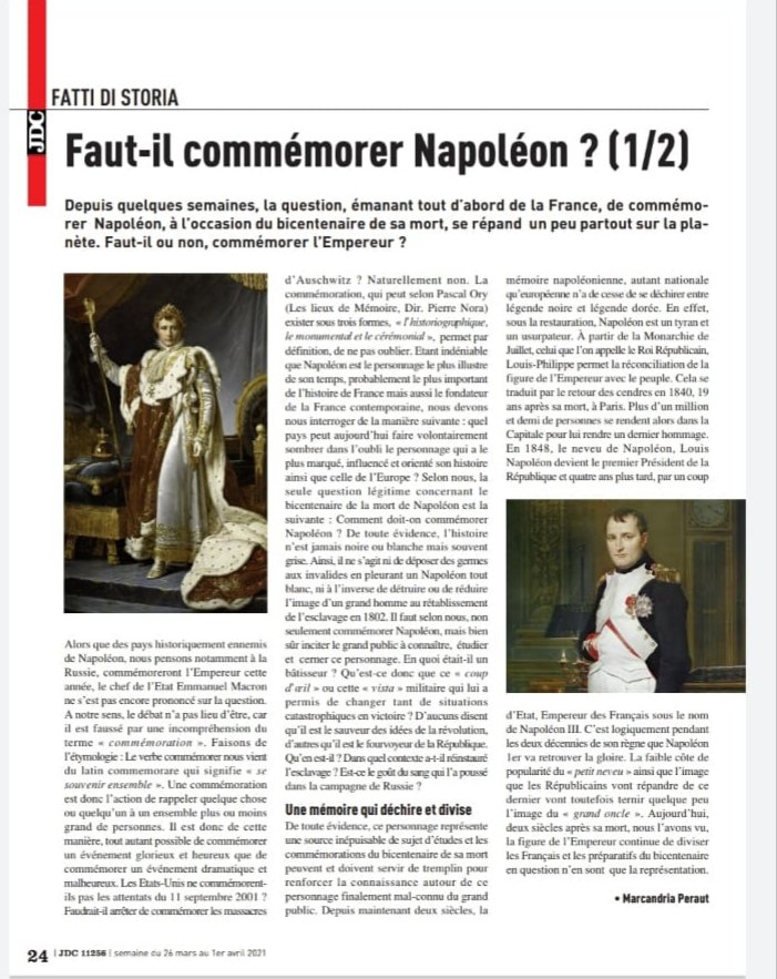 "Faut-il commémorer Napoléon" 1/2

Eccu u me primu articulu nantu à u @JDC 

#Napoleon #2021AnneeNapoleon #histoire  #journaldelacorse #univcorsica
