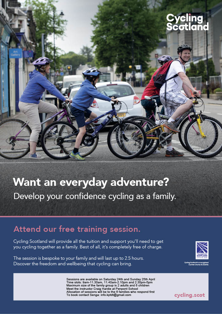 We are delighted to be working in collaboration with <a href="/CyclingScotland/">Cycling Scotland</a> in offering free family friendly cycling sessions next month.
We are able to offer a professional cycling tutor for 6 family sessions as part of their - and our - initiative to get families cycling.
🚴🚴‍♂️🚴‍♀️