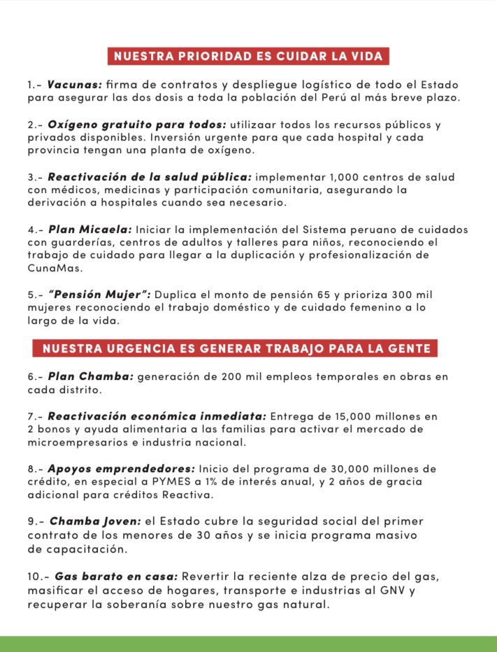 nuevaconsti's tweet photo. Estos son nuestros 20 Compromisos Urgentes por el CAMBIO VERDADERO. Con Vero tenemos el equipo y las mejores propuestas para garantizar, oxígeno, vacunas, chamba y educación con estas medidas urgentes que impulsaremos desde el gobierno. 💚❤️🇵🇪

#HayEquipo
#VoyConVero
#VotoPorVero https://t.co/LkY44LziUb