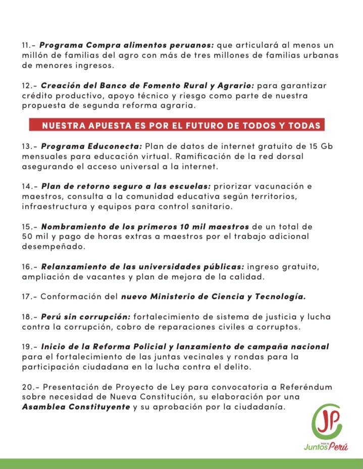 nuevaconsti's tweet photo. Estos son nuestros 20 Compromisos Urgentes por el CAMBIO VERDADERO. Con Vero tenemos el equipo y las mejores propuestas para garantizar, oxígeno, vacunas, chamba y educación con estas medidas urgentes que impulsaremos desde el gobierno. 💚❤️🇵🇪

#HayEquipo
#VoyConVero
#VotoPorVero https://t.co/LkY44LziUb
