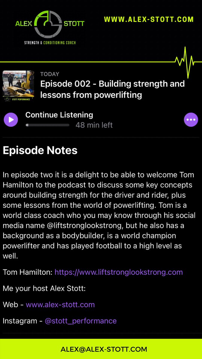 Stott_Perform's tweet photo. Episode 002 of the performance podcast is live on Spotify and apple podcasts. Discussing developing strength and power with Tom Hamilton

#Motorsport #sport #strength #f1 #lemans #bsb #motogp #athlete https://t.co/GwTrnvOtel
