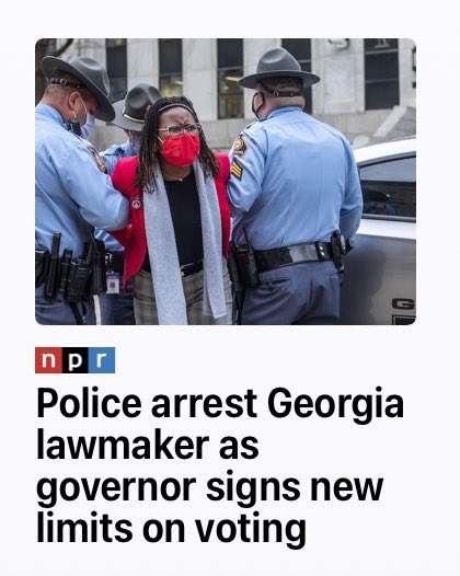 yesimsarahjones's tweet photo. Today in 1960’s history, a Black official is arrested as white supremacists pass anti-Black voting laws...
Whoops sorry I meant yesterday in 2021.
#repparkcannon @Cannonfor58 @BrianKempGA #votersuppression #SB202 #gapol https://t.co/Yobu5GBXuZ