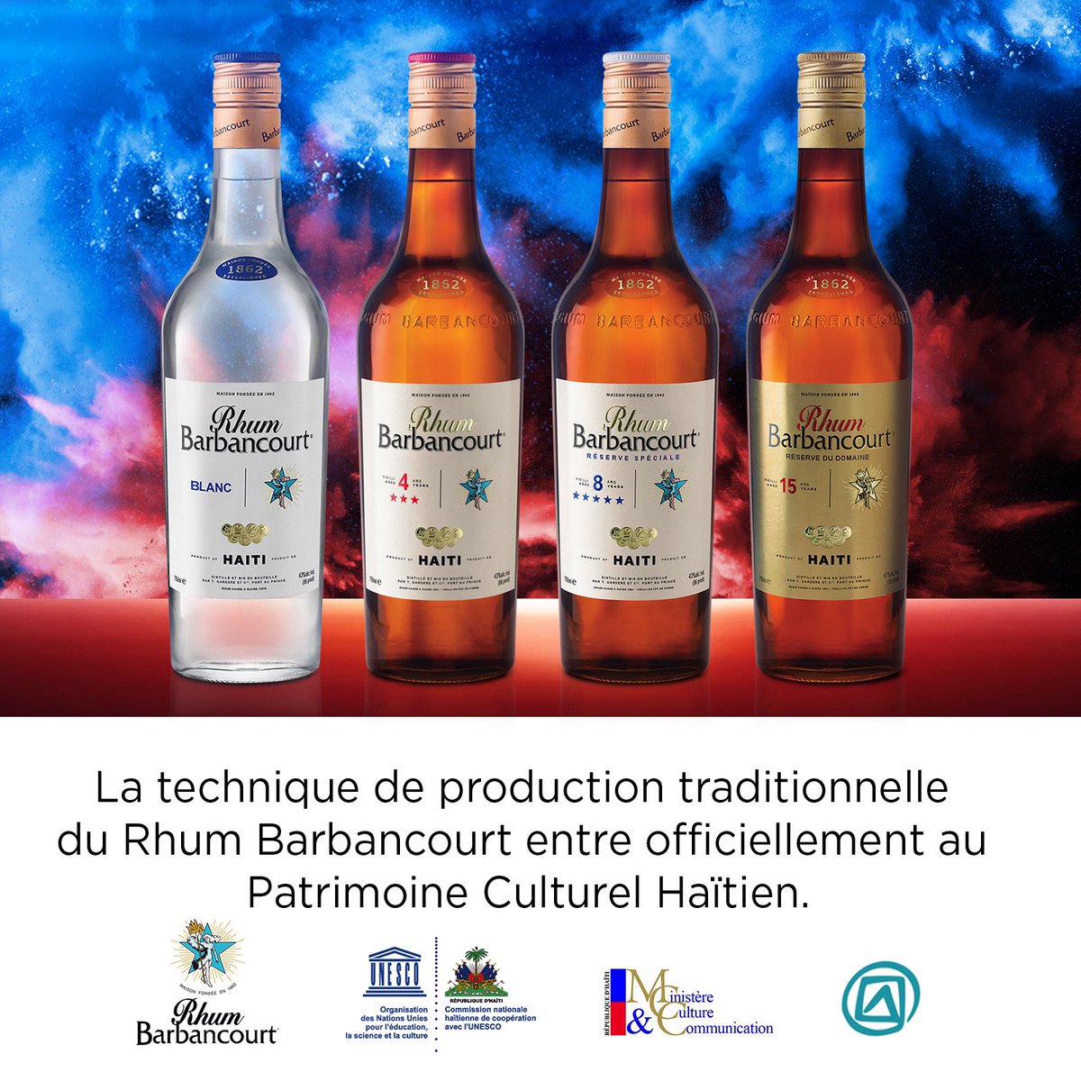Une fierté d’être l’unique Rhum Haïtien, issu de la canne Haïtienne et produit suivant des techniques traditionnelles transmises de génération en génération, depuis 1862 🇭🇹
Un grand merci au Ministère de la  <a href="/MCultureHT/">Culture Haïti</a> et à la Direction du Patrimoine Culturel.

#rhumbarbancourt