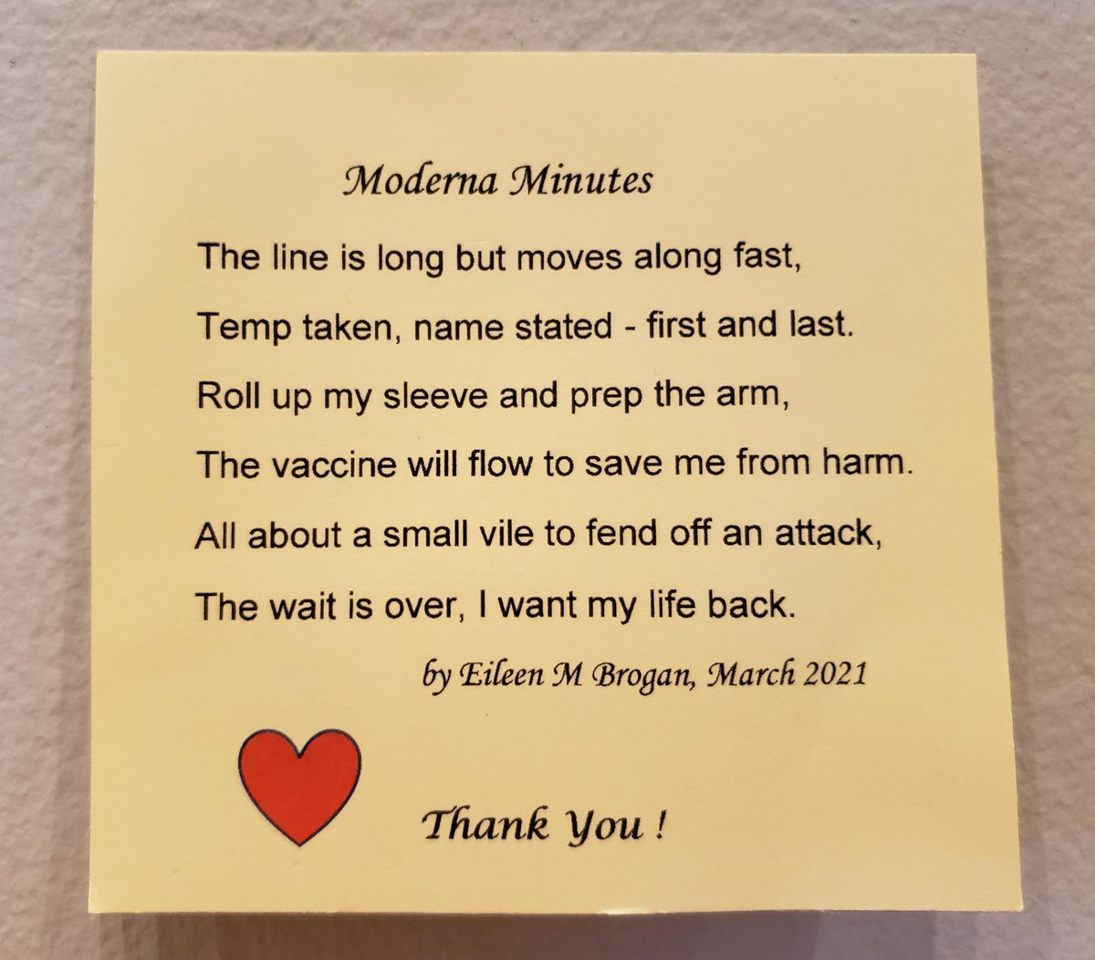 A beautiful message of hope and purpose, written by a patient on her vaccine experience. ❤️