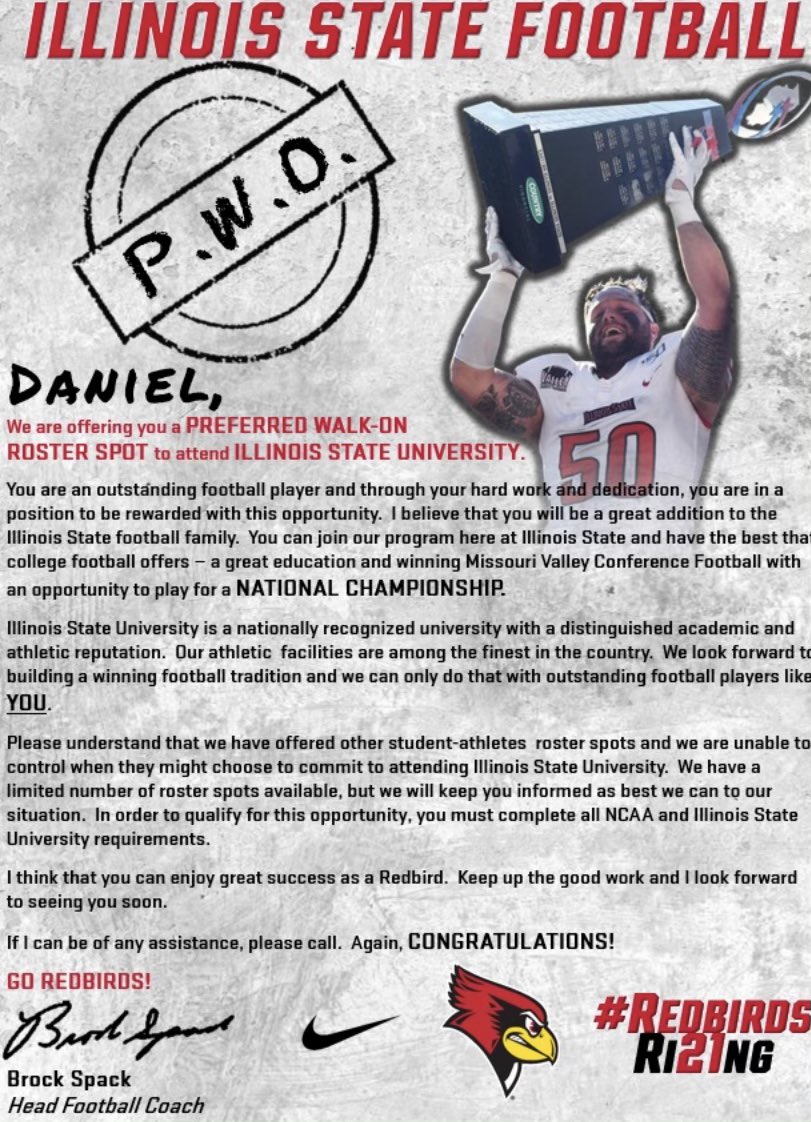 dan_sobkowicz's tweet photo. I am truly honored and blessed to receive a PWO to illinois state university. Thank you to @Coach_CJIrvin and the rest of the staff for the interest. 

@CoachBigPete https://t.co/iCDHxj92O9
