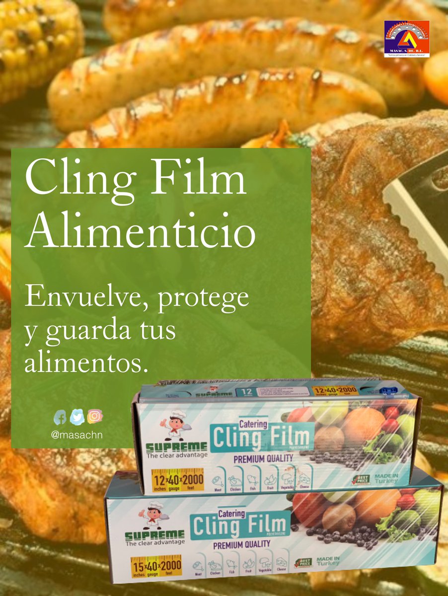 masachonduras's tweet photo. Envuelve, protege y guarda tus alimentos con el nuevo #Supreme Catering Cling film.🍇🍉🥘🥙🥩🍖🍜🍝
.
.
.
✅Supreme tu línea completa.
#restaurantes #hoteles #comidasbouffet #hogar #resinite #alimenticio #empaques #honduras https://t.co/hXCBC8y33c