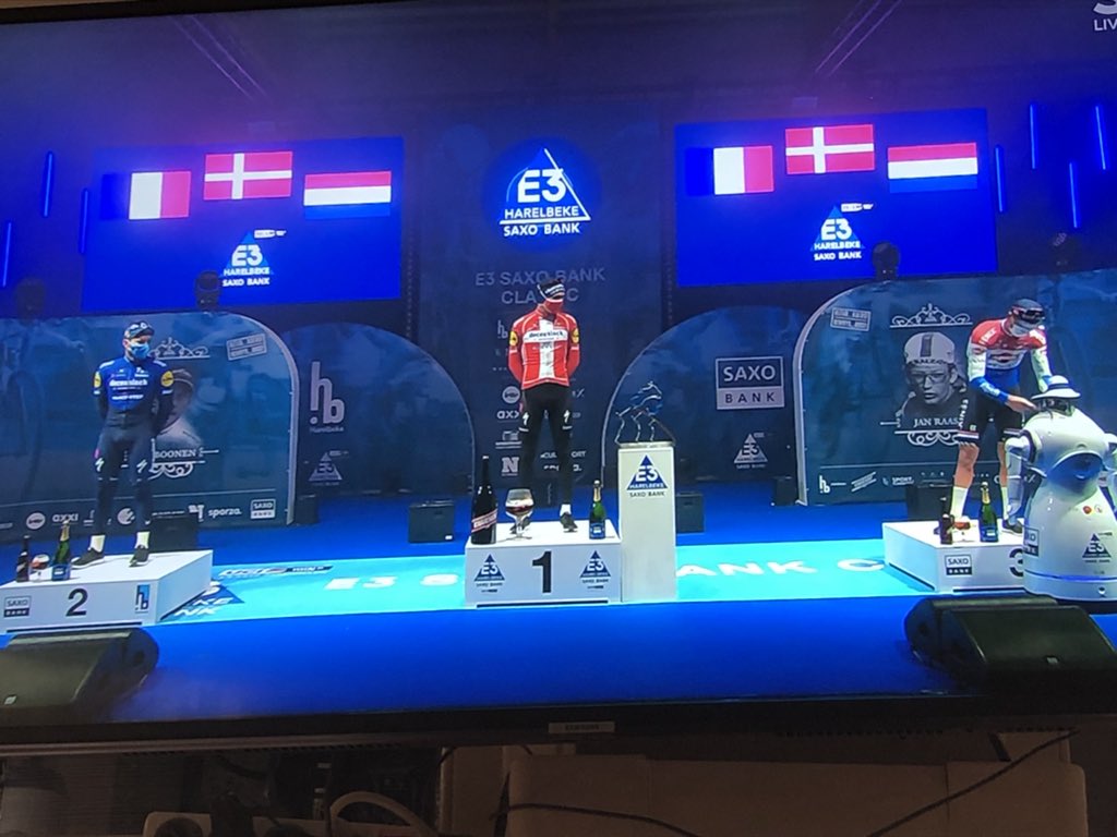 Gvanfrae's tweet photo. @E3SaxoClassic congrats with the best podium in these challenging times 🚴🎉👏 https://t.co/YpqKCCSdLf