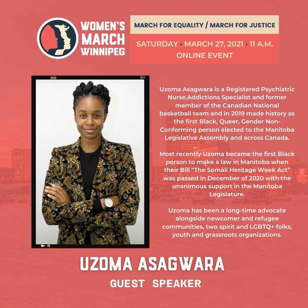 WinnipegMarch's tweet photo. Meet our second speaker: Uzoma Asagwara (UAsagwara) https://t.co/C3164X4tPG