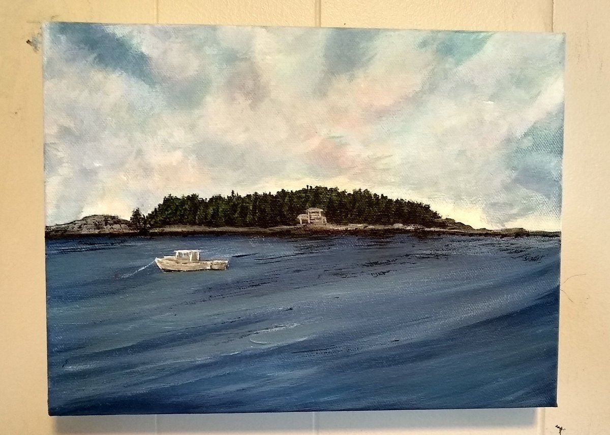 AndreaBrand's tweet photo. What I'm working on now β₯οΈ #ART in progress ... #Morning #Sky #Harbor #Island #Maine #Painting #notquitefinished #SOLD https://t.co/m1hYzCdTx3
