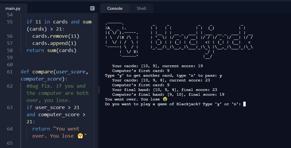 20Chandak's tweet photo. #DAY11  #day11 #100daysofcodechallenge  #100daysoflearning  #WomenWhoCode #python Black Jack game: 11/100 :) https://t.co/nMWs0QLoAF