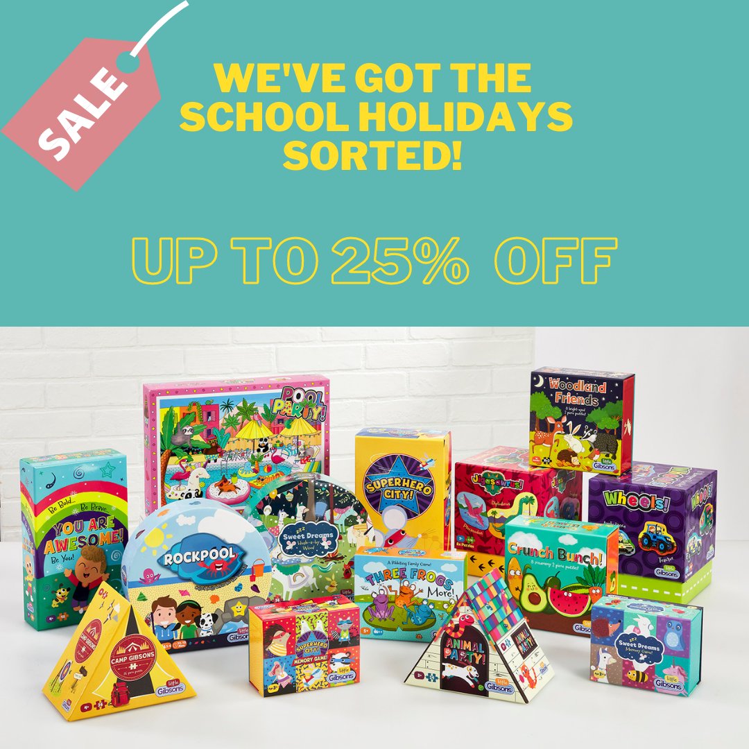 We’ve got a treat to kick start the long weekend. Our Spring SALE is now on! 
Head to our website (gibsonsgames.co.uk) now for up to 25% off selected children’s puzzles and family games for the school holidays!
Offers ends 09/04/2021.