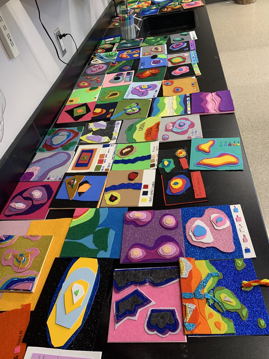 mhessGISA's tweet photo. Making topographic maps in 8th grade science this week. They are beautiful works of art! https://t.co/K6o9bH7fvS