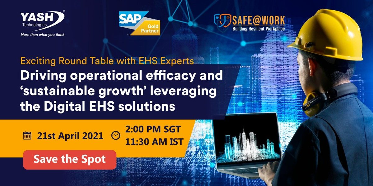 YASH_Tech's tweet photo. As the world struggles toward running a more sustainable #business, #EHS leaders who have incorporated emerging #technologies into their long-term strategy are in a better position to achieve sustainable goals. Join us for more insights. https://t.co/nybvhJigN8 https://t.co/yiO8S4vpEB