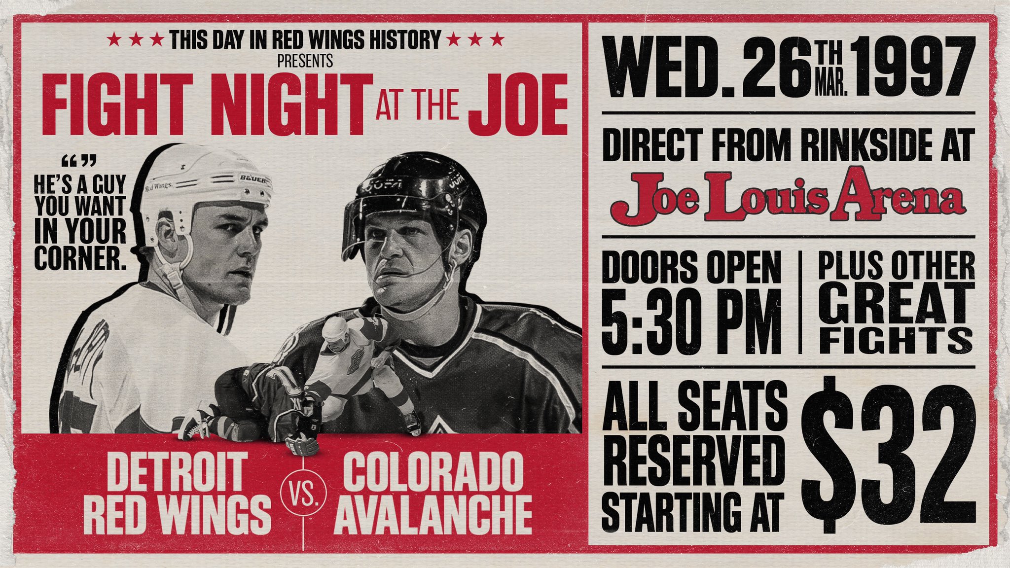 Detroit Red Wings and Colorado Avalanche: Fight Night at the Joe