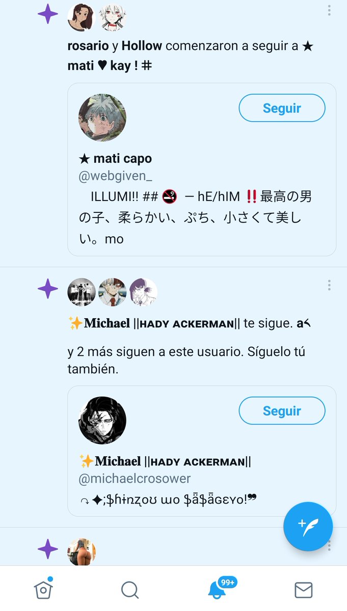 bonwlt's tweet photo. no te la puo creer +99 notis de la estrella morada, abandonar la cuenta sale mal https://t.co/W4SJYks0BG