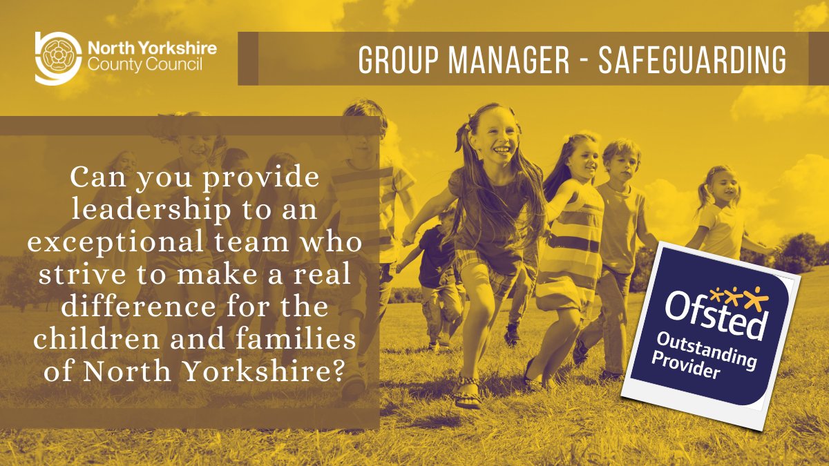 NycjobsUk's tweet photo. We're #hiring a Group Manager - #Safeguarding to provide clear #leadership whilst being an integral part of an exceptional team, who strive to make a difference for the #children and families of #NorthYorkshire.
Apply: https://t.co/v2s6qlS7U4
#Jobs #CYPS #SafeguardingJobs https://t.co/286bmLWHXu