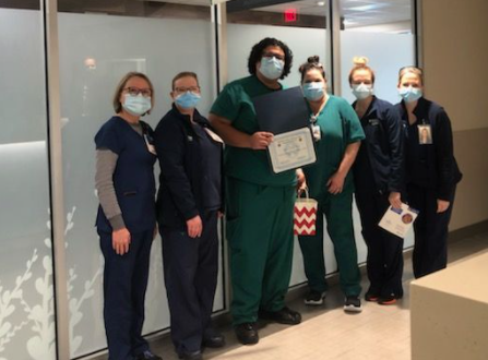 works_oc's tweet photo. Oak Cliff Works is celebrating with graduate Johnny Garay for winning the prestigious ROSE Award for excellent patient care at Methodist Medical Center Dallas. Congrats, Johnny! We are proud of you. https://t.co/fHTENAjAA7 #OCWPatientCareTechnician #ROSEAward #MethodistDallas https://t.co/OdxfSYgHSd