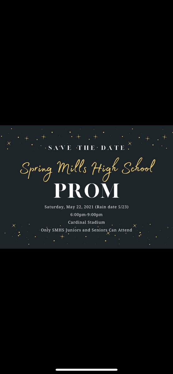 SMHS_Official's tweet photo. Prom will be held outside on the football field on May 22nd - Extracurricular events will be accommodated. 

We will have more information in the coming weeks but start making plans! https://t.co/OGTLggB9Xl