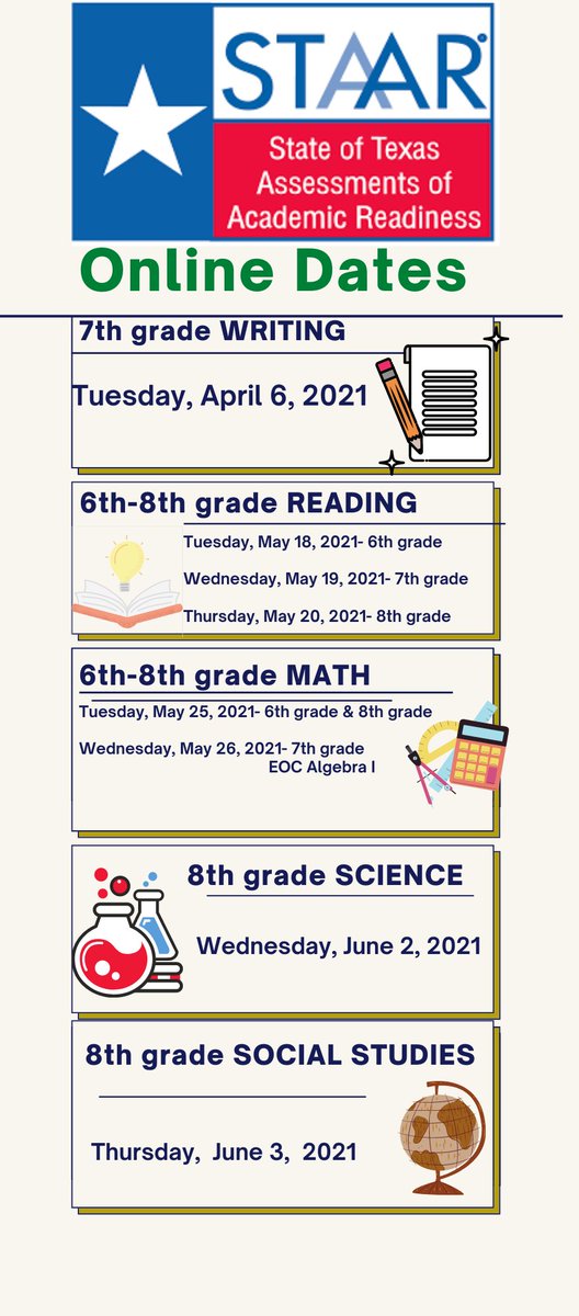 Updated STAAR dates for Ross Middle School