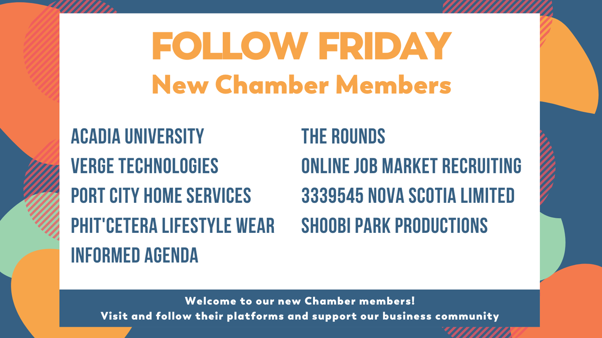 halifaxchamber's tweet photo. Welcome to our new Chamber Members! 👋

They joined our membership to take advantage of exposure opportunities, advocacy work, networking events, informational webinars &amp; top-tier benefits. Follow them and support our local business community. @InformedAgenda @AcadiaU @TheRounds https://t.co/v9TvrHm5wd