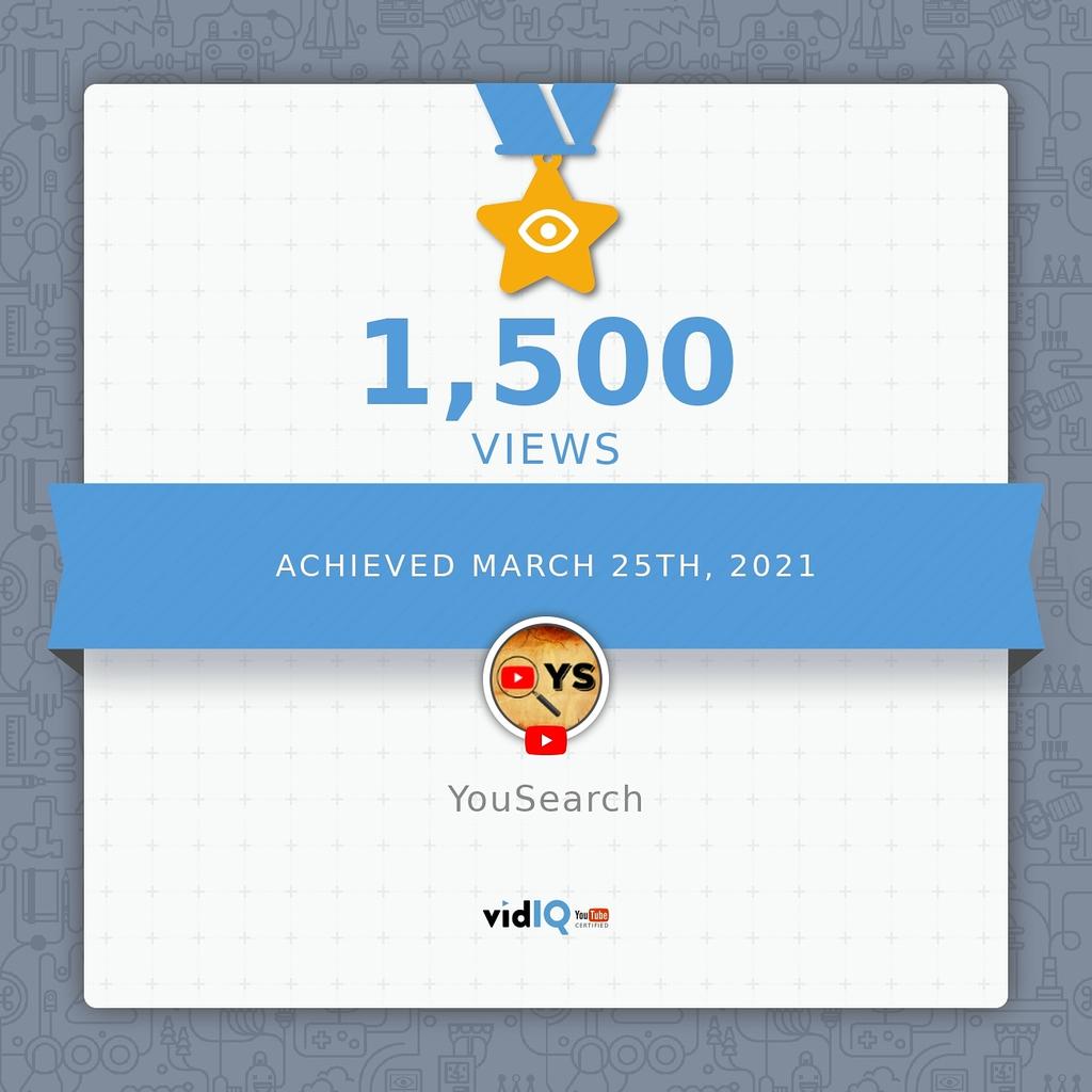 YouSearchYT's tweet photo. Successfully Achieved more than 1.5k+ Views. 
Thanks to all those who helped me reach so far. https://t.co/mWxZ8XIuj7