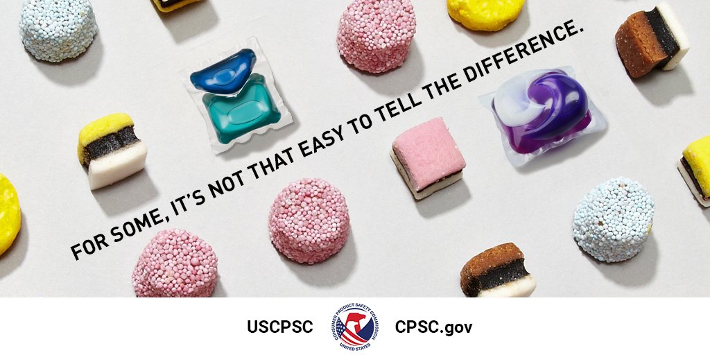 A picture of laundry detergent pods and cookies. the text reads: For some, it's not that easy to tell the difference.