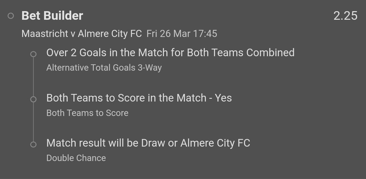 🗣#DadosDailyDuppy
⏱ 17:45 GMT
🇳🇱 Netherlands Eerste Divisie
⚽️ MVV Vs Almere City
💰 1 Unit

Smash that "❤" for maximum luck!

#StatsDontLie