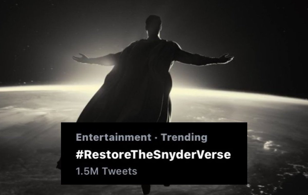 ACTUALIZACIÓN FINAL📌

Luego de 24 Horas tenemos los números 
🔥1.5 MILLONES de Twitts🔥
#RestoreTheSnyderVerse
Un locura absoluta que demuestra el poder de un movimiento que cada vez es más fuerte.

MUCHAS GRACIAS 🙏