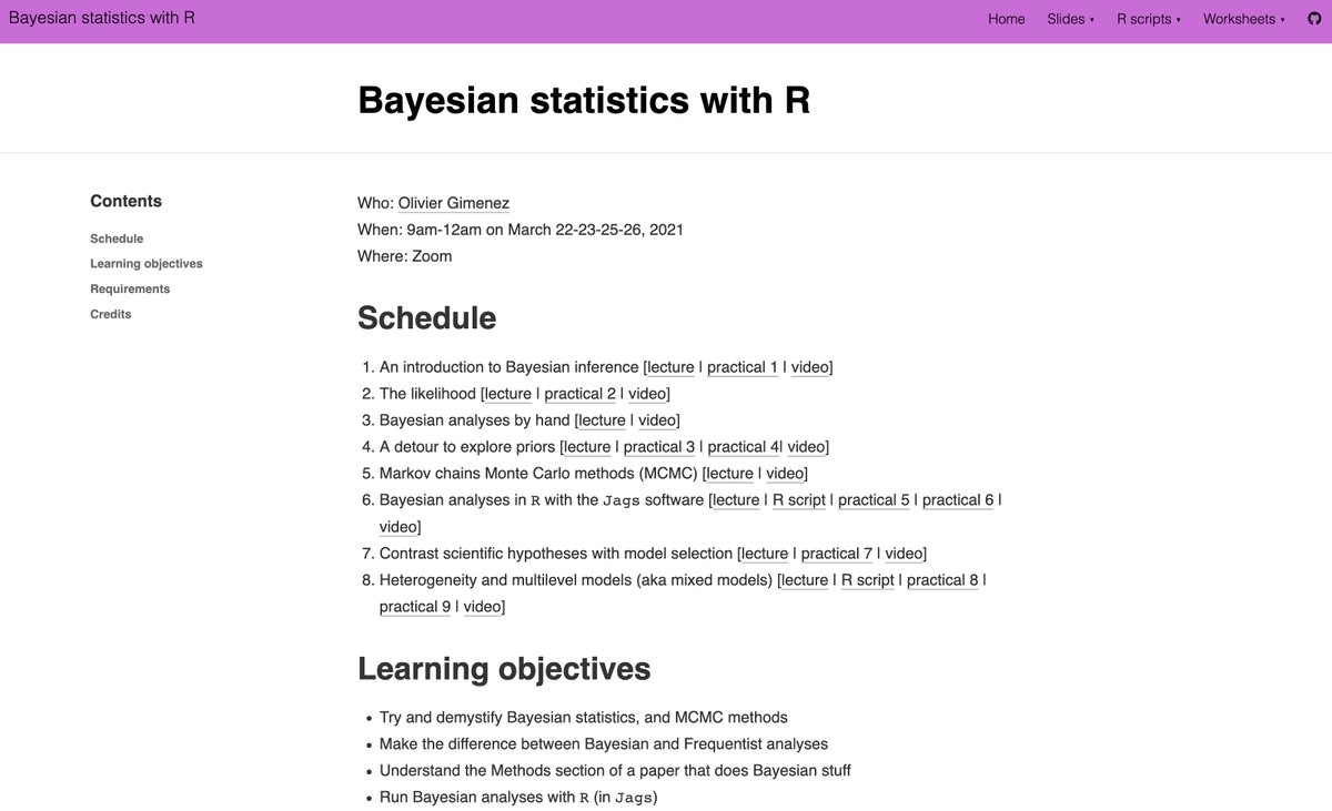 oaggimenez's tweet image. Just finished up a week teaching Bayesian statistics with R #rstats for non-stats PhD students &amp;amp; 💜 it #bayes #mcmc #jags
🌍 Dedicated website bit.ly/3u0XPhV
🍳 Material bit.ly/2PxzDVu
📽️ Video recording (in English w/ 👽 accent) bit.ly/3cmaLJn