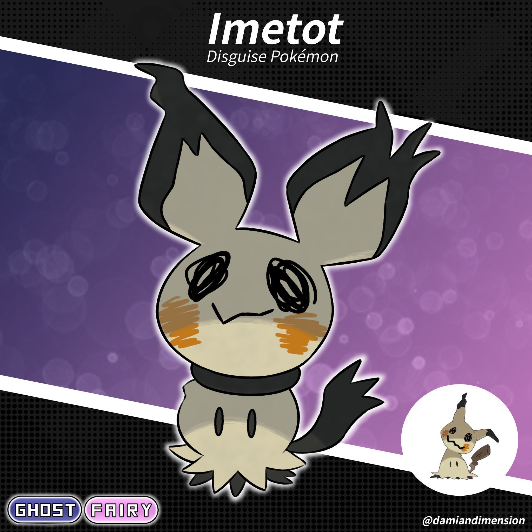 Pokémon Fusion Fan Art - Mimikyu + Ditto ??? Mimitto !!! . Type: Ghost /  Normal Abb: Disguise === Leave your Request in the Comment box bellow ! .  Like this Page !