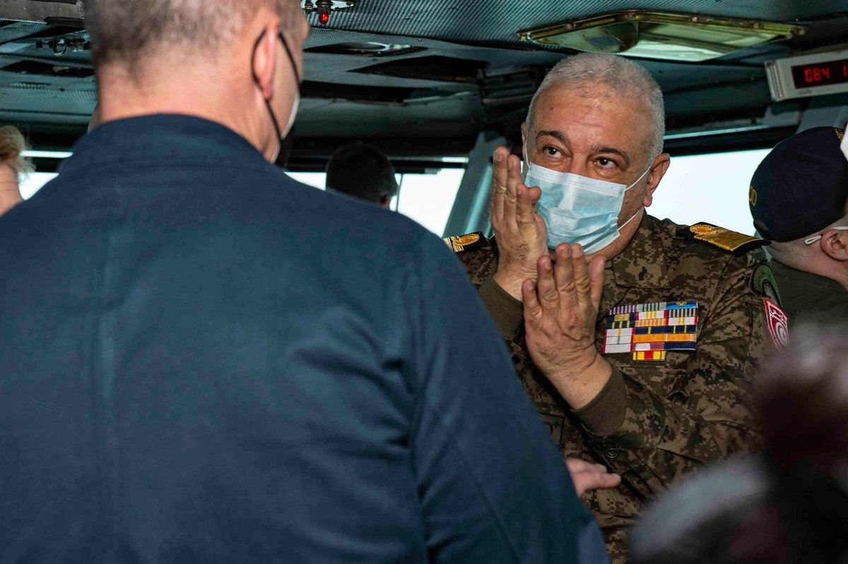 USAfricaCommand's tweet photo. 2/2: "Our visit to the #USSDwightDEisenhower reflects the high level of partnership &amp; mutual cooperation with the @USNavy."

-Rear Adm. Adel Jehane, Tunisian Navy Chief of Staff https://t.co/hvR091yPnw