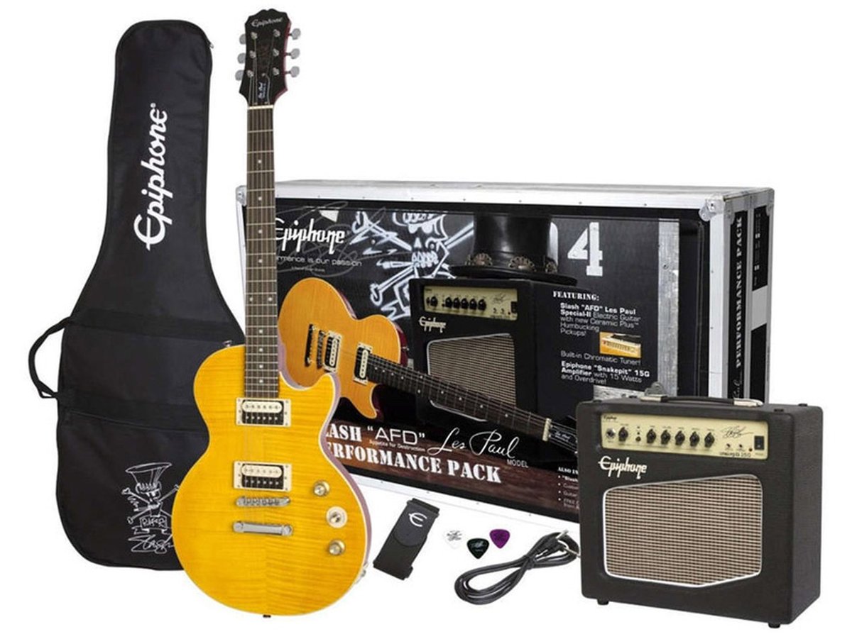 🤘 In stock and ready to rock.....Epiphone is proud to present the new Slash 'AFD' Les Paul Performance Pack.
Just £299! 

absolutemusic.co.uk/epiphone-slash…

#rock #music #guitar