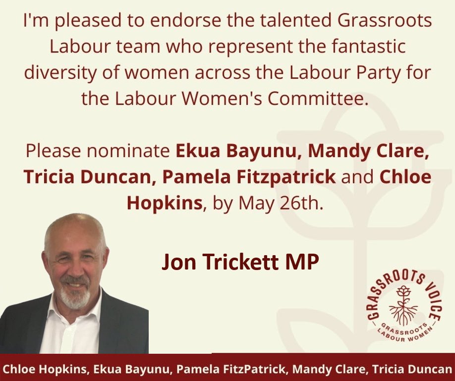 jon_trickett's tweet photo. Proud to endorse these fine socialists for the Labour Party Women’s Committee https://t.co/KKBcFPwpEW