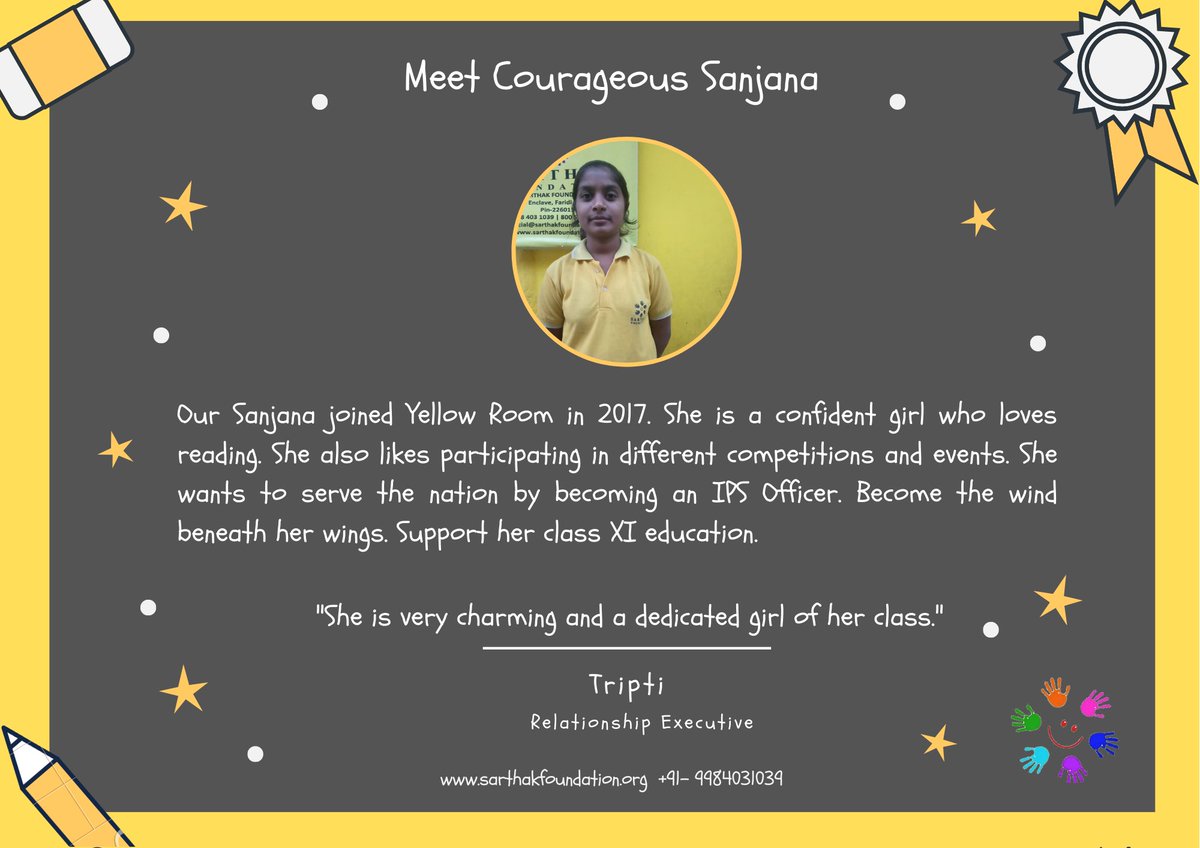 SarthakNGO's tweet photo. Dreams and aspirations get #children excited about working towards goals. This Holi let us embrace the feeling and help children progress. #colourgreen 💚
Support our little visionaries by sponsoring school education with INR 2700/ month.
#FirstGenerationLearners #Holi2021 https://t.co/dekfSdG9WZ
