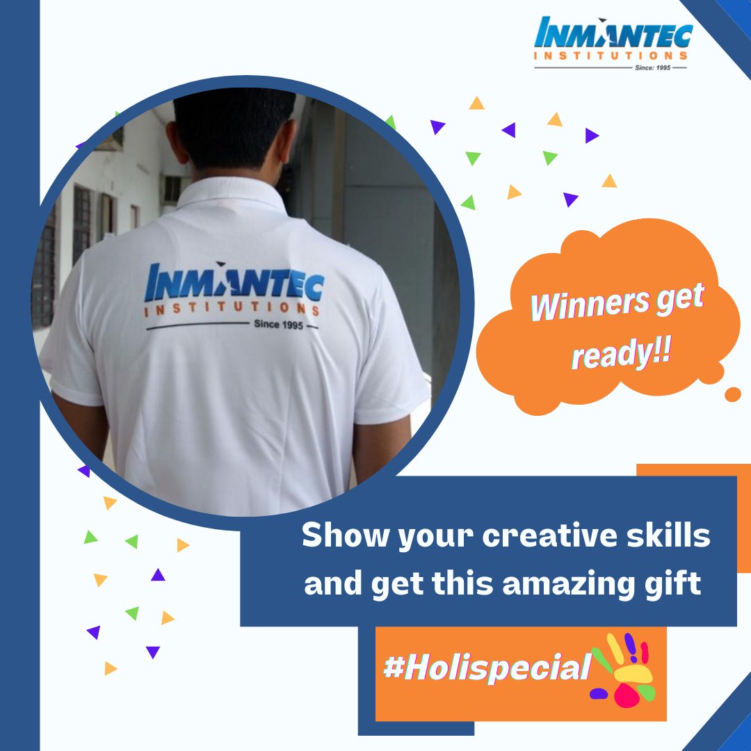 inmantec's tweet photo. On the occasion of Holi, INMANTEC is organising a Digital Poster Making Competition for their students.  The theme is Holi.  
Use your creative skills to spread happiness and win some exciting souvenirs to flaunt from your college.
Rules for participation:
#inmantecsafeholi https://t.co/dLPDG0bNxo