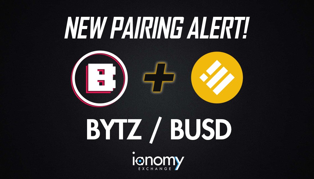 $BYTZ / $BUSD

New #market on #ionomy #exchange

Big volume on #BYTZ #entertainment #Cryptocurrency 

#Binance #BinanceSmartChain $BTC #Bitcoin