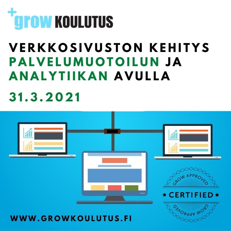 BIGTraining_big's tweet photo. On työkaluja millä selvitetään verkkosivujen nykytilaa ja millä kehitetään niitä eteenpäin. Tästä lisää 31.3. Verkkosivuston palvelumuotoilu - Grow Koulutuksessa. Nyt 299€+alv tarjouksessa koodilla HB299S klo 12 saakka 30.3.💥Tutustu:https://t.co/SB6OP3FDKh #koulutus #Digital https://t.co/XZBYJOjhDg